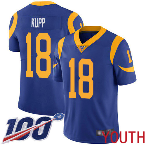 Los Angeles Rams Limited Royal Blue Youth Cooper Kupp Alternate Jersey NFL Football 18 100th Season Vapor Untouchable